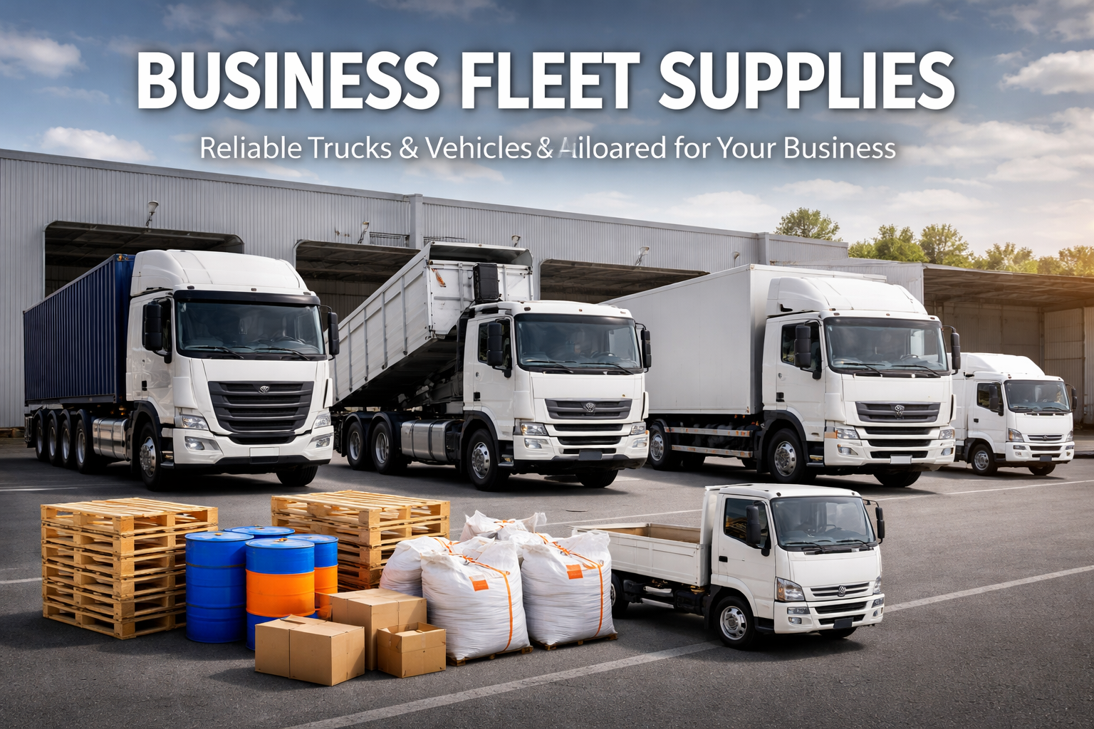 Services business fleet vehicles and supplies display